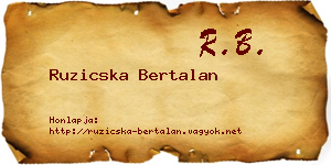 Ruzicska Bertalan névjegykártya